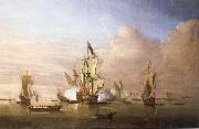 The Royal yacht Peregrine arriving in the Thames estuary with King George i aboard in September 1714